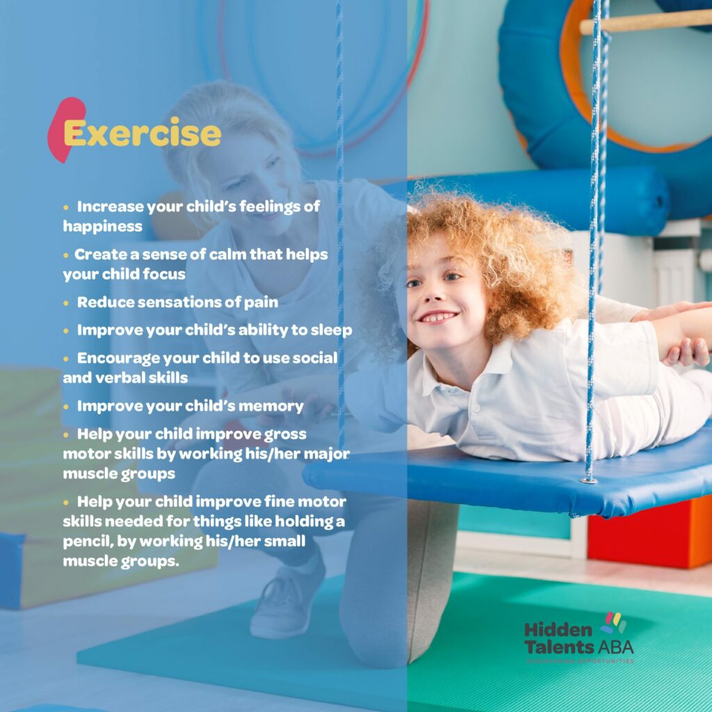 Child with autism actively involved in physical activity as a part of ABA therapy